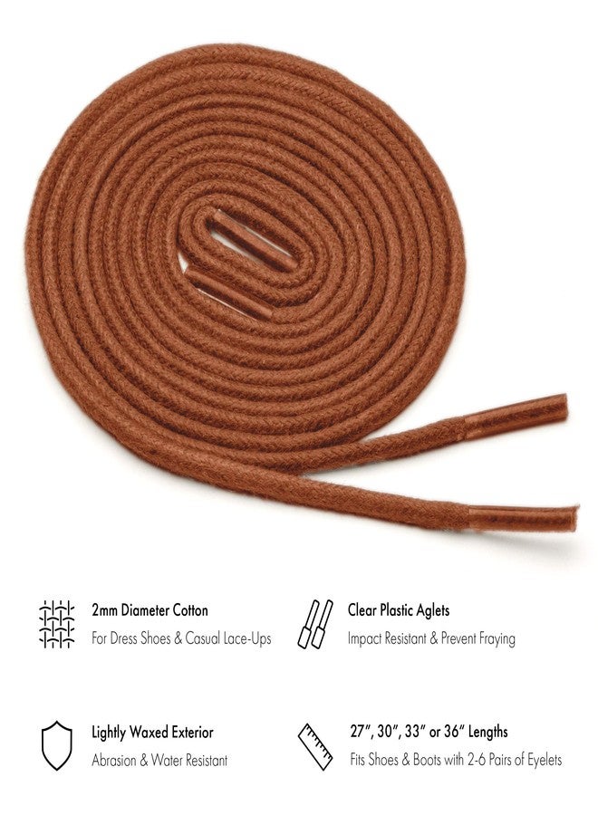 Benchmark Basics Walnut 27" Round Waxed Cotton Shoelaces | 2mm (5/64”) Width (27 Inches, Walnut) - Image 2